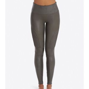 Spanx moto leggings gunmetal